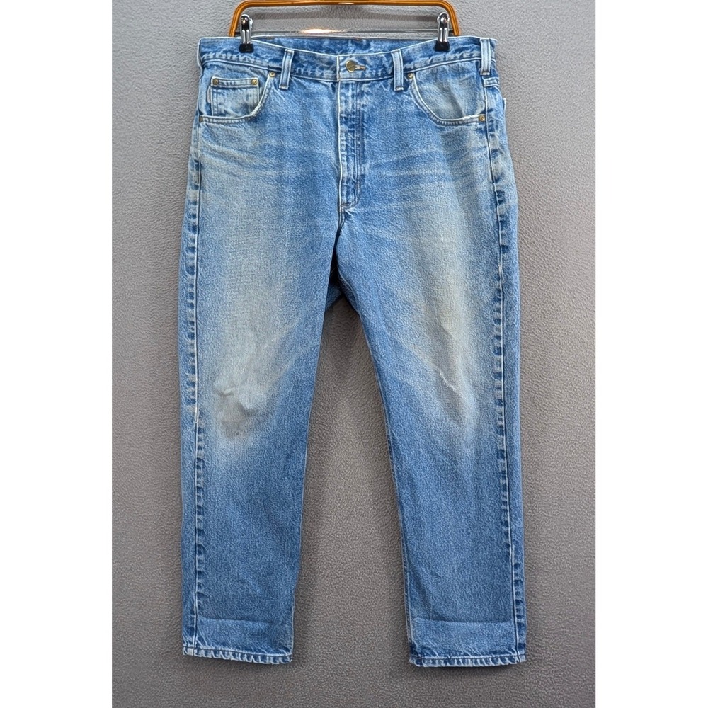 Carhartt B18 DST Jeans Men's 38x30 Blue Med Wash Straight Traditional Fit Denim